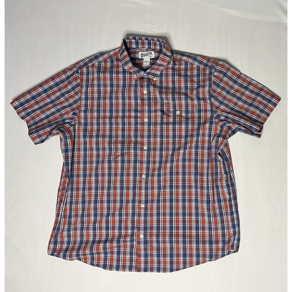 Duluth Trading Relaxed Fit Shirt Men's Size XL Plaid Short Sleeve Button Up Work